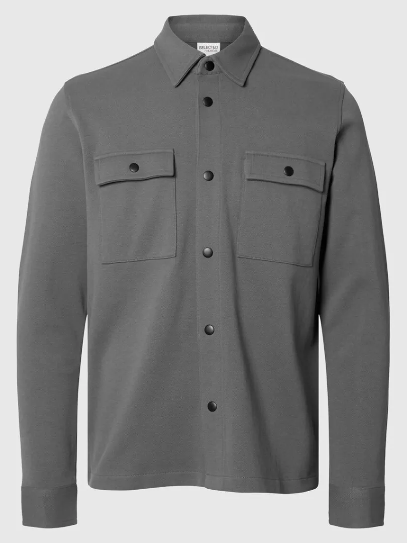 klassisk_overshirt_4-1.webp Overtøj | Skjorter>SELECTED KLASSISK OVERSHIRT Grey