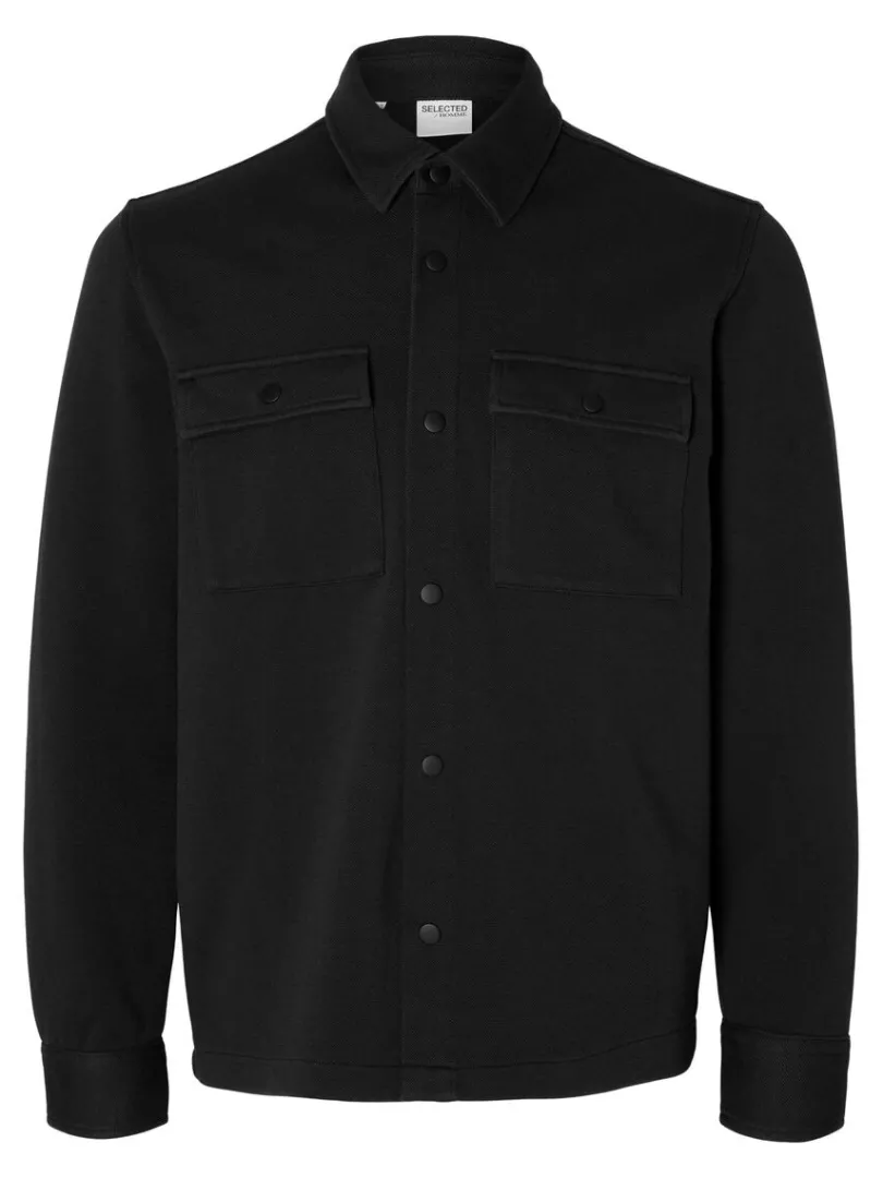 klassisk_overshirt_4-4.webp Overtøj | Skjorter>SELECTED KLASSISK OVERSHIRT Black