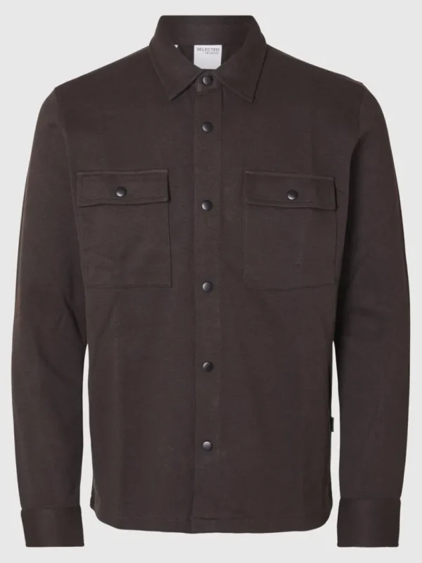 Hættetrøjer & Sweatshirts | Overtøj>SELECTED KLASSISK OVERSHIRT Brown