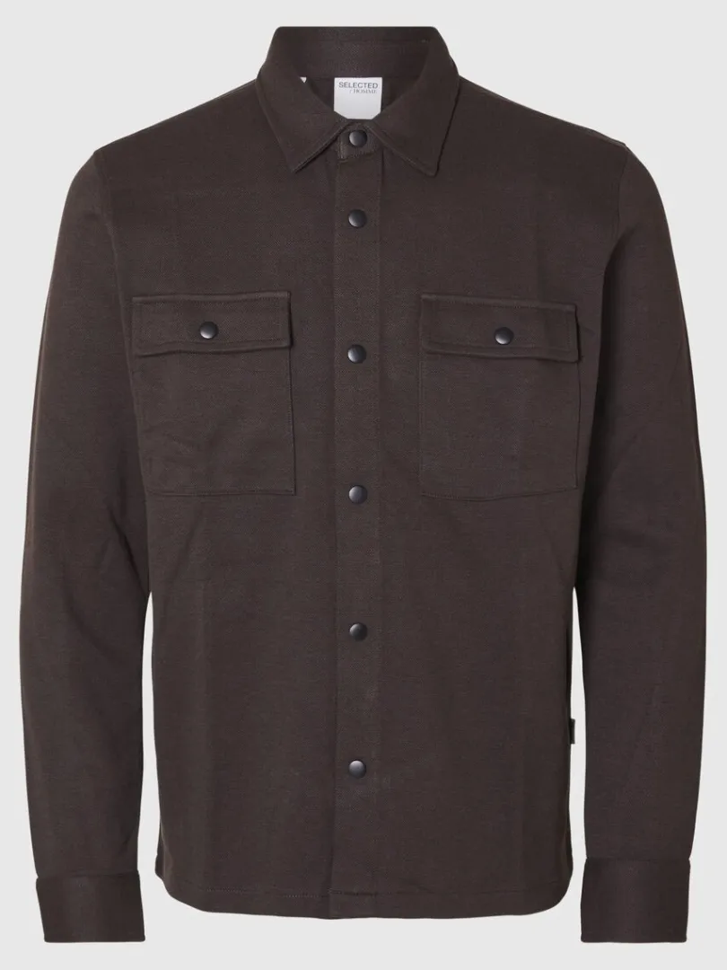 klassisk_overshirt_4-5.webp Hættetrøjer & Sweatshirts | Overtøj>SELECTED KLASSISK OVERSHIRT Brown