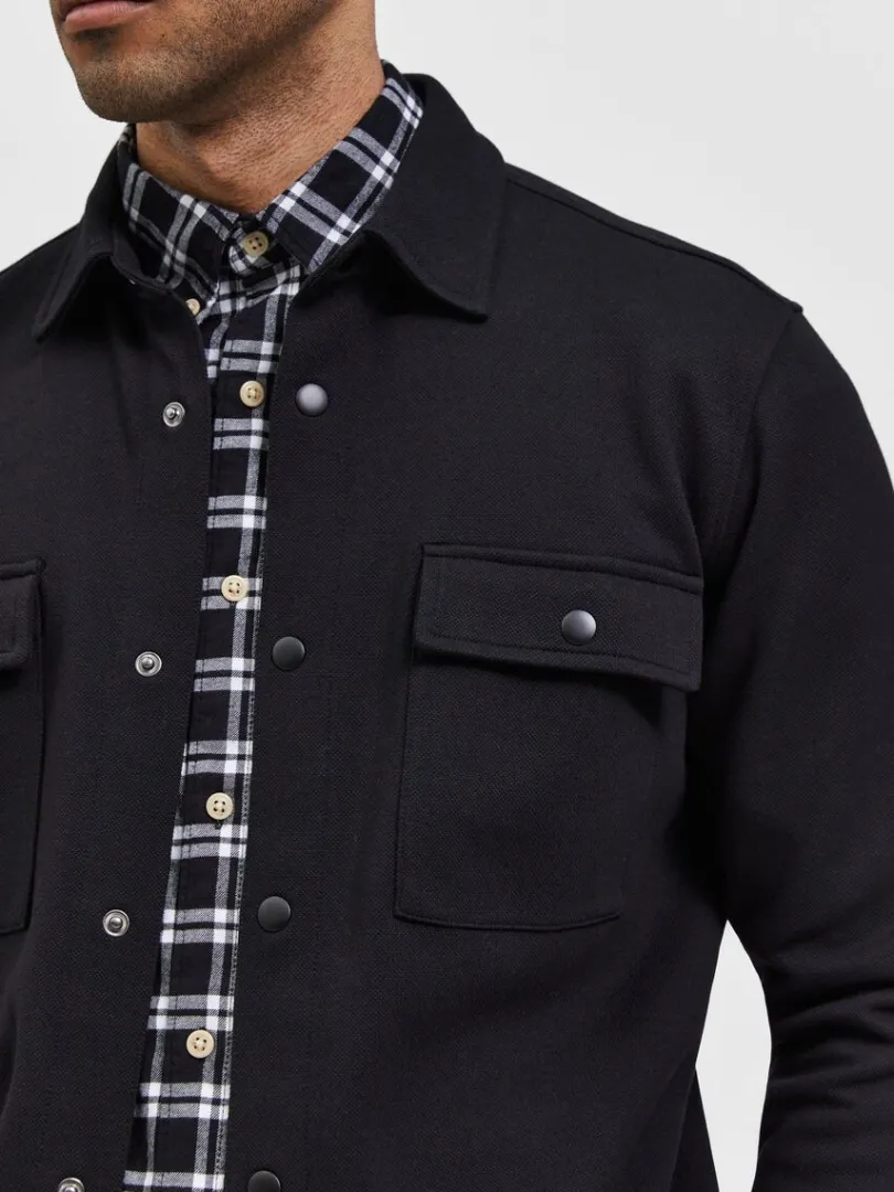 klassisk_overshirt_5-4.webp Overtøj | Skjorter>SELECTED KLASSISK OVERSHIRT Black