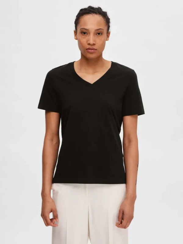 T-shirts>SELECTED KLASSISK V-HALS T-SHIRT Black