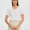 T-shirts>SELECTED KLASSISK V-HALS T-SHIRT White