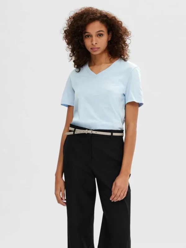 T-shirts>SELECTED KLASSISK V-HALS T-SHIRT Blue