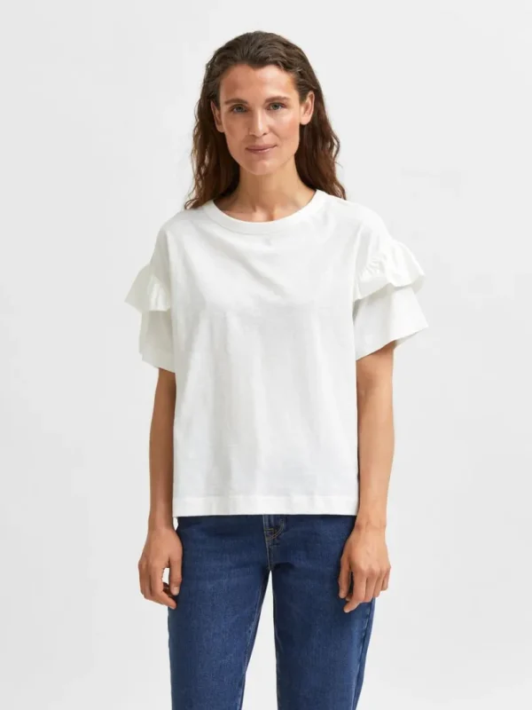 T-shirts>SELECTED ØKOLOGISK BOMULD FLÆSE T-SHIRT White