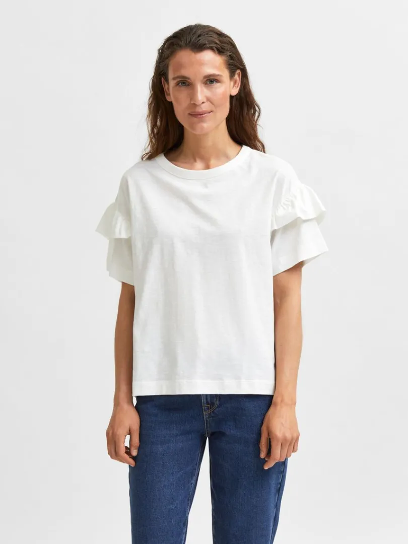 kologisk_bomuld_flse_tshi_0-1.webp T-shirts>SELECTED ØKOLOGISK BOMULD FLÆSE T-SHIRT White