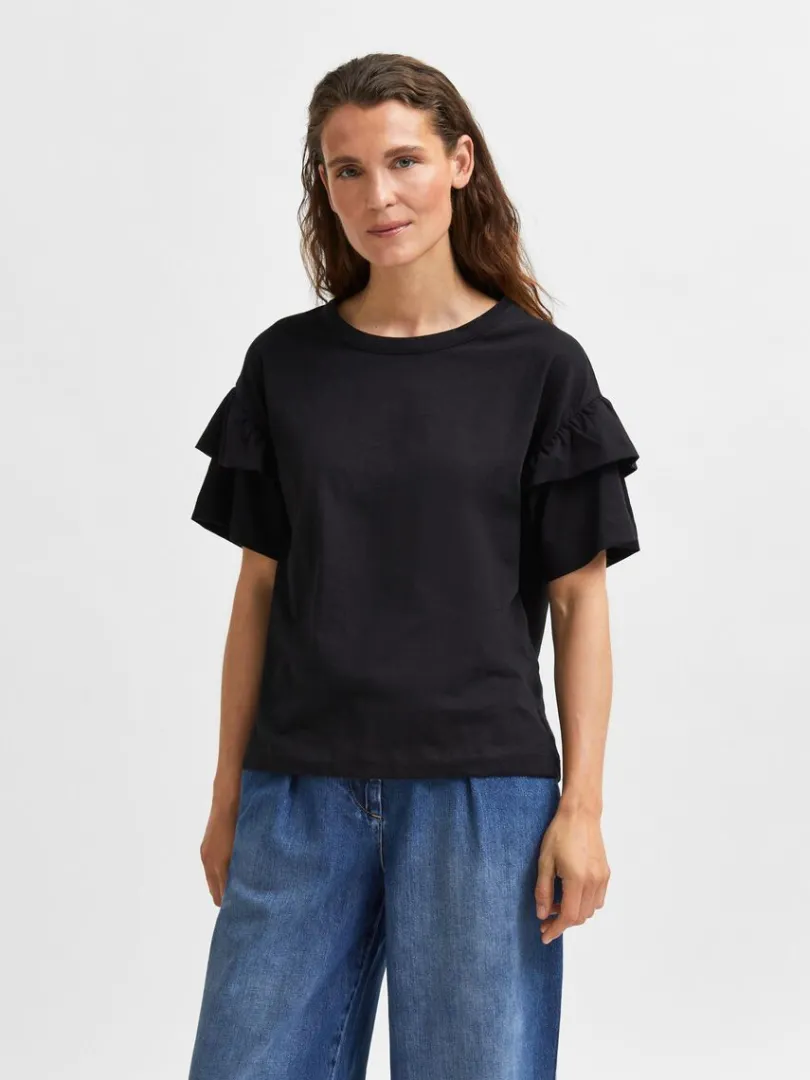 kologisk_bomuld_flse_tshi_0-2.webp T-shirts>SELECTED ØKOLOGISK BOMULD FLÆSE T-SHIRT Black
