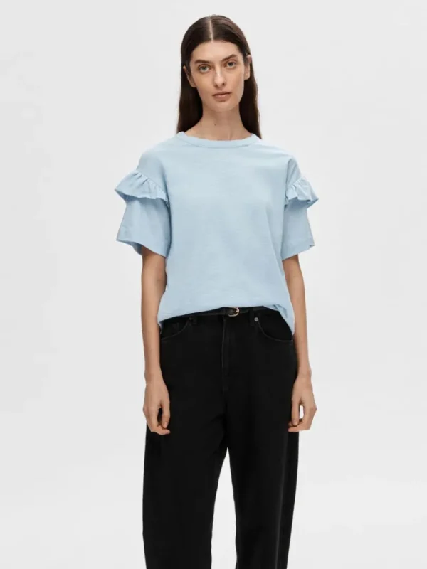 T-shirts>SELECTED ØKOLOGISK BOMULD FLÆSE T-SHIRT Blue