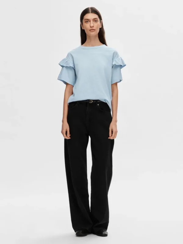T-shirts>SELECTED ØKOLOGISK BOMULD FLÆSE T-SHIRT Blue