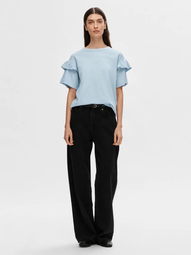 kologisk_bomuld_flse_tshi_1.webp T-shirts>SELECTED ØKOLOGISK BOMULD FLÆSE T-SHIRT Blue