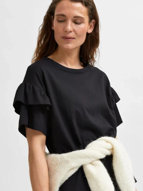T-shirts>SELECTED ØKOLOGISK BOMULD FLÆSE T-SHIRT Black