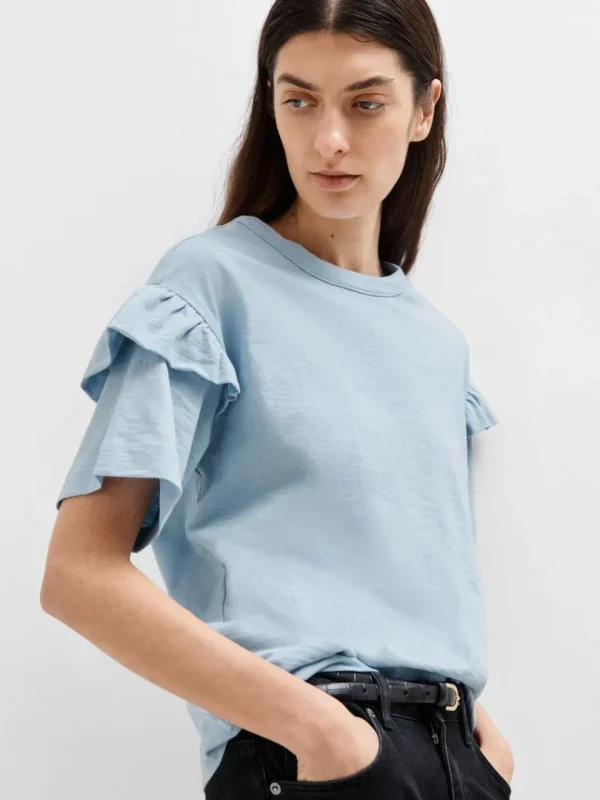 T-shirts>SELECTED ØKOLOGISK BOMULD FLÆSE T-SHIRT Blue