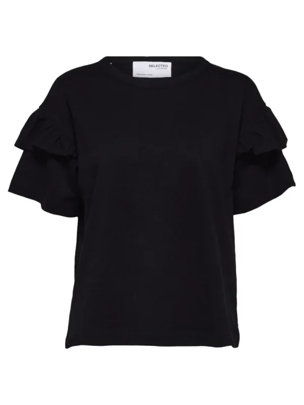 T-shirts>SELECTED ØKOLOGISK BOMULD FLÆSE T-SHIRT Black