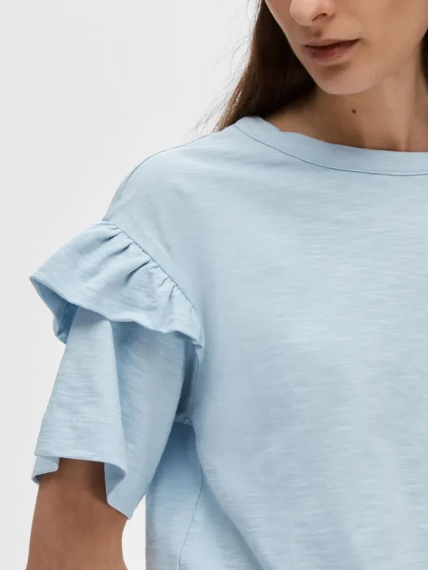 T-shirts>SELECTED ØKOLOGISK BOMULD FLÆSE T-SHIRT Blue