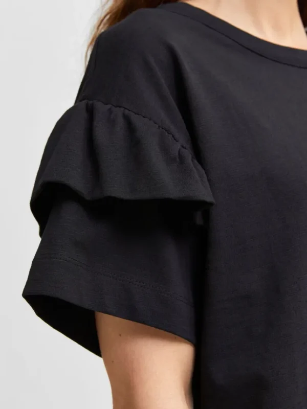 T-shirts>SELECTED ØKOLOGISK BOMULD FLÆSE T-SHIRT Black