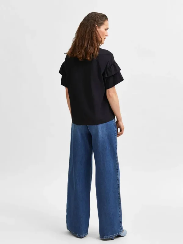T-shirts>SELECTED ØKOLOGISK BOMULD FLÆSE T-SHIRT Black