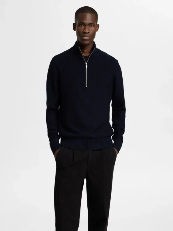 Strik>SELECTED KORT LYNLÅS PULLOVER Blue