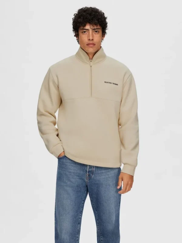 Hættetrøjer & Sweatshirts>SELECTED KORT LYNLÅS PULLOVER Beige