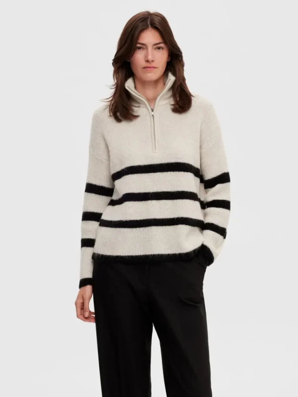 Strik>SELECTED KORT LYNLÅS PULLOVER Beige