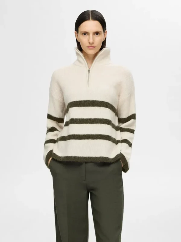 Strik>SELECTED KORT LYNLÅS PULLOVER Beige
