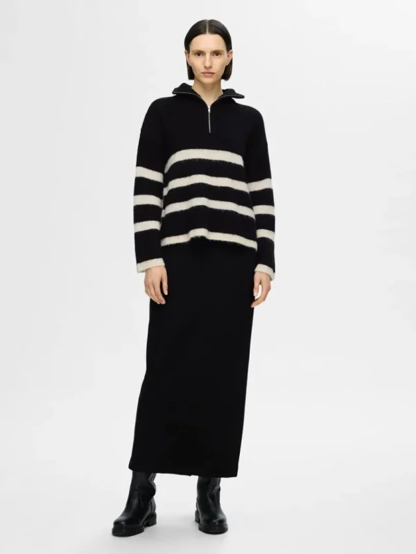 Strik>SELECTED KORT LYNLÅS PULLOVER Black