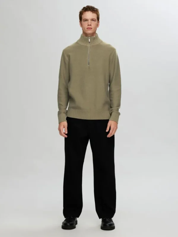 Strik>SELECTED KORT LYNLÅS PULLOVER Green