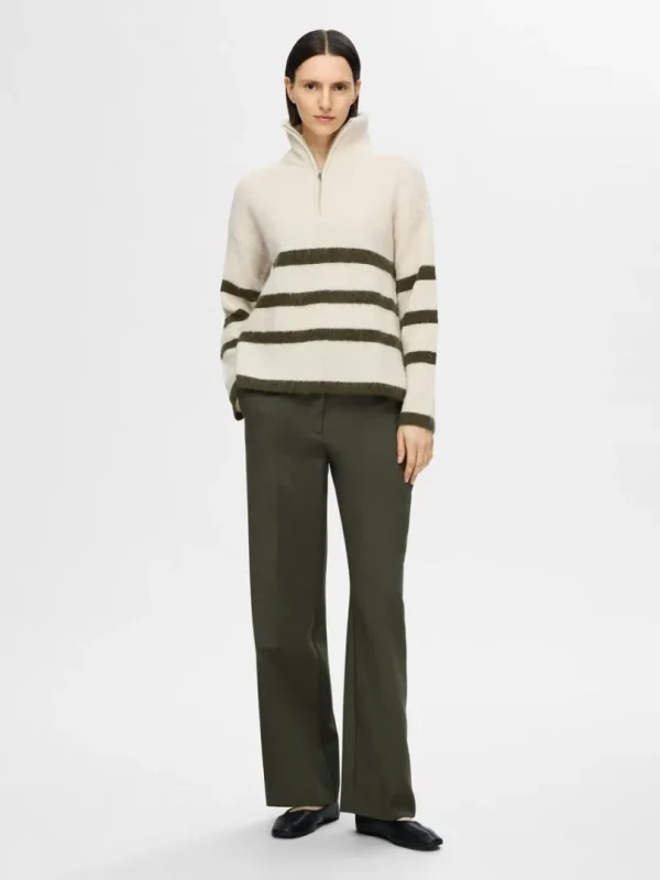 Strik>SELECTED KORT LYNLÅS PULLOVER Beige
