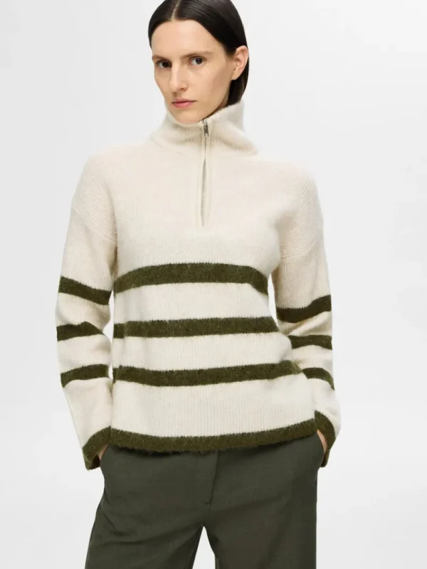 Strik>SELECTED KORT LYNLÅS PULLOVER Beige
