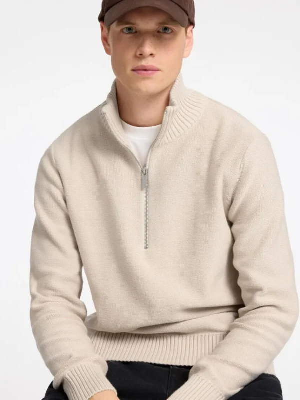 Strik>SELECTED KORT LYNLÅS PULLOVER Beige