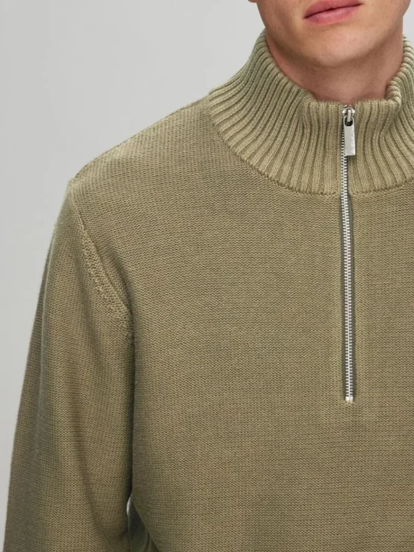 Strik>SELECTED KORT LYNLÅS PULLOVER Green