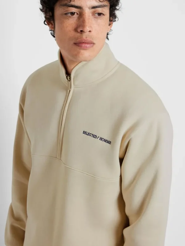 Hættetrøjer & Sweatshirts>SELECTED KORT LYNLÅS PULLOVER Beige