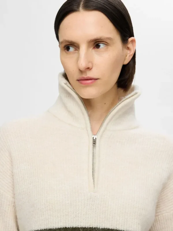 Strik>SELECTED KORT LYNLÅS PULLOVER Beige