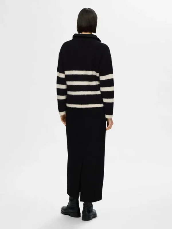 Strik>SELECTED KORT LYNLÅS PULLOVER Black