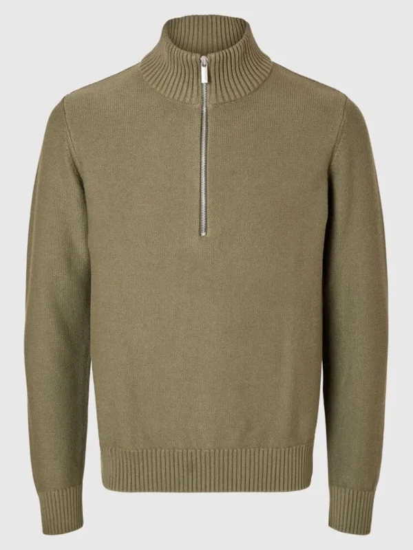 Strik>SELECTED KORT LYNLÅS PULLOVER Green