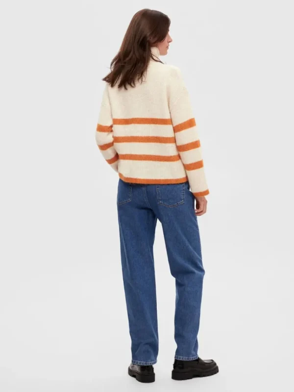 Strik>SELECTED KORT LYNLÅS PULLOVER Beige