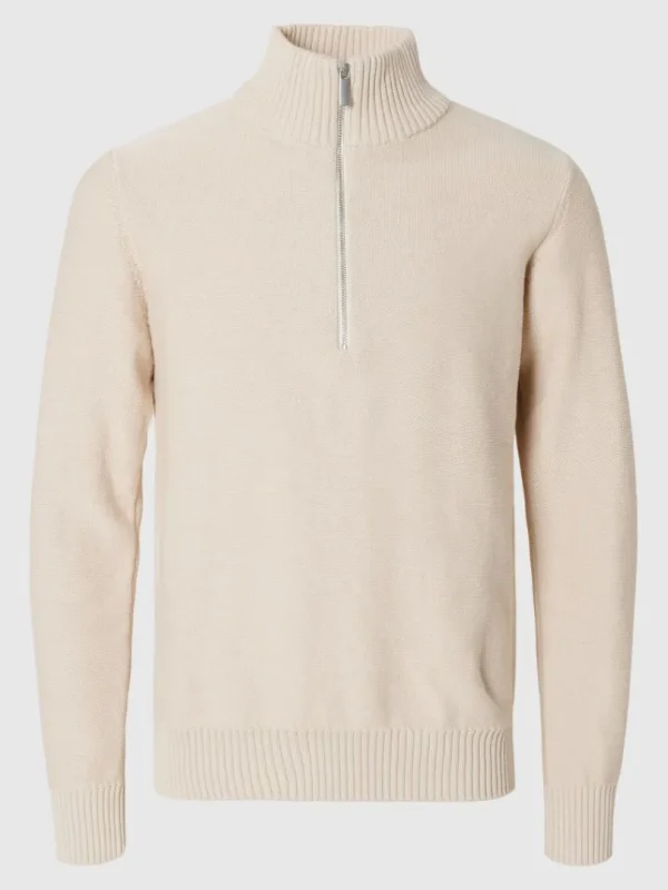 Strik>SELECTED KORT LYNLÅS PULLOVER Beige
