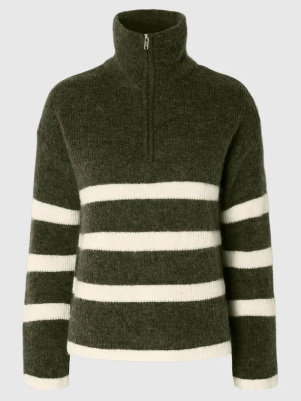 Strik>SELECTED KORT LYNLÅS PULLOVER Green