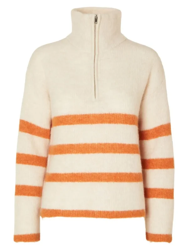 Strik>SELECTED KORT LYNLÅS PULLOVER Beige