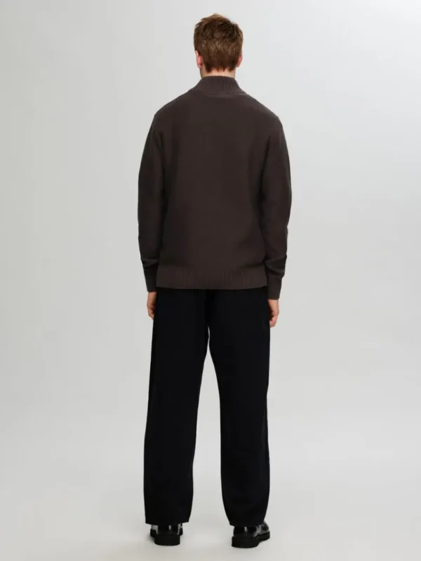 Strik>SELECTED KORT LYNLÅS PULLOVER Brown