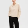 Strik>SELECTED KORT LYNLÅS STRIKKET TOP Beige