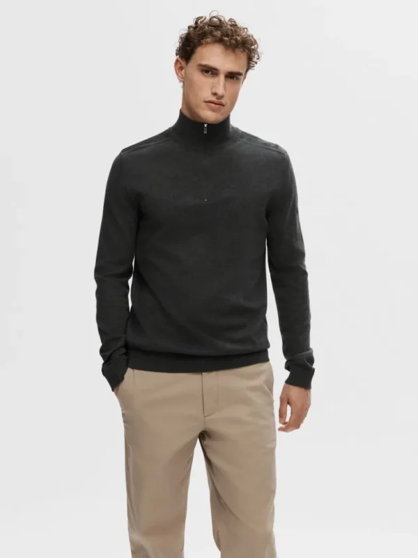 Strik>SELECTED KORT LYNLÅS STRIKTRØJE Grey