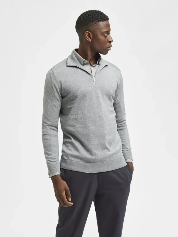 Strik>SELECTED KORT LYNLÅS STRIKTRØJE Grey