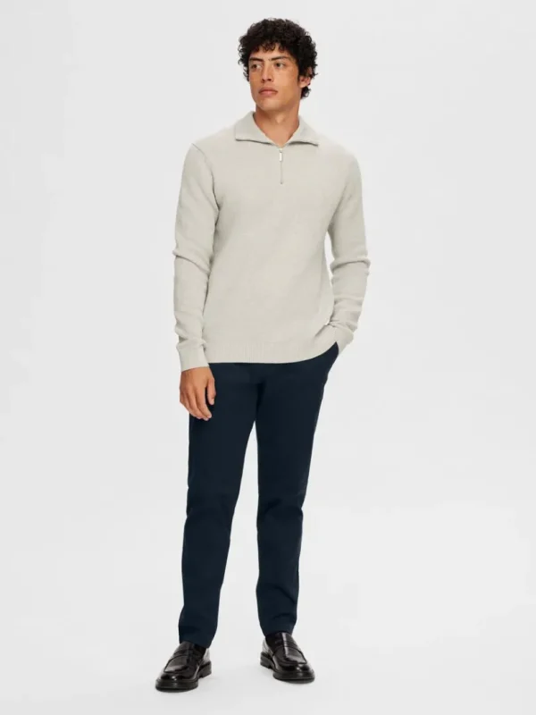 Strik>SELECTED KORT LYNLÅS STRIKTRØJE Grey