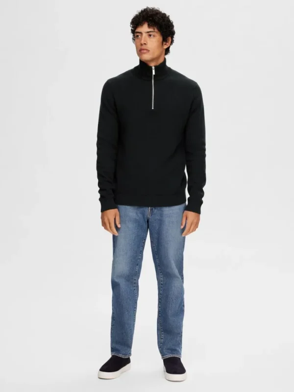 Strik>SELECTED KORT LYNLÅS STRIKTRØJE Black