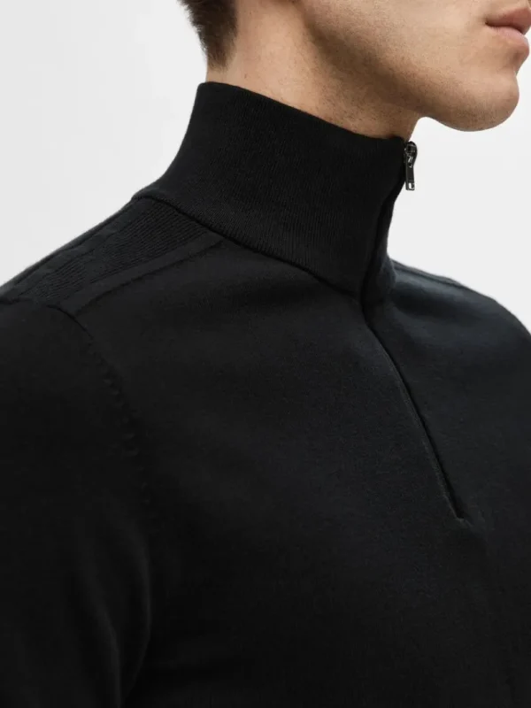 Strik>SELECTED KORT LYNLÅS STRIKTRØJE Black