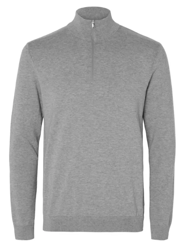 Strik>SELECTED KORT LYNLÅS STRIKTRØJE Grey