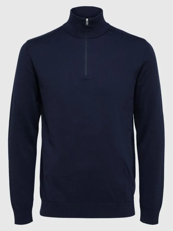 Strik>SELECTED KORT LYNLÅS STRIKTRØJE Blue
