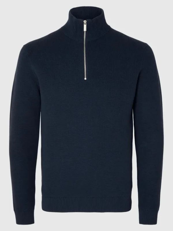 Strik>SELECTED KORT LYNLÅS STRIKTRØJE Blue