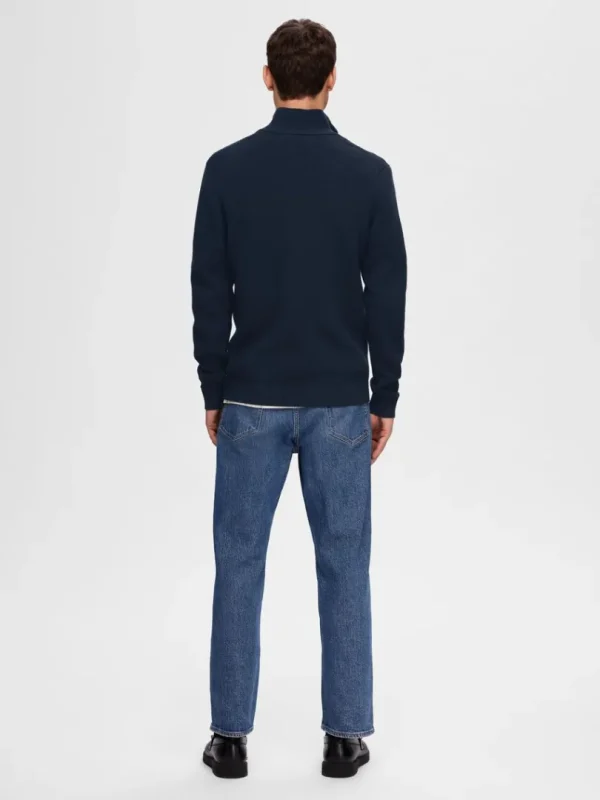 Strik>SELECTED KORT LYNLÅS STRIKTRØJE Blue