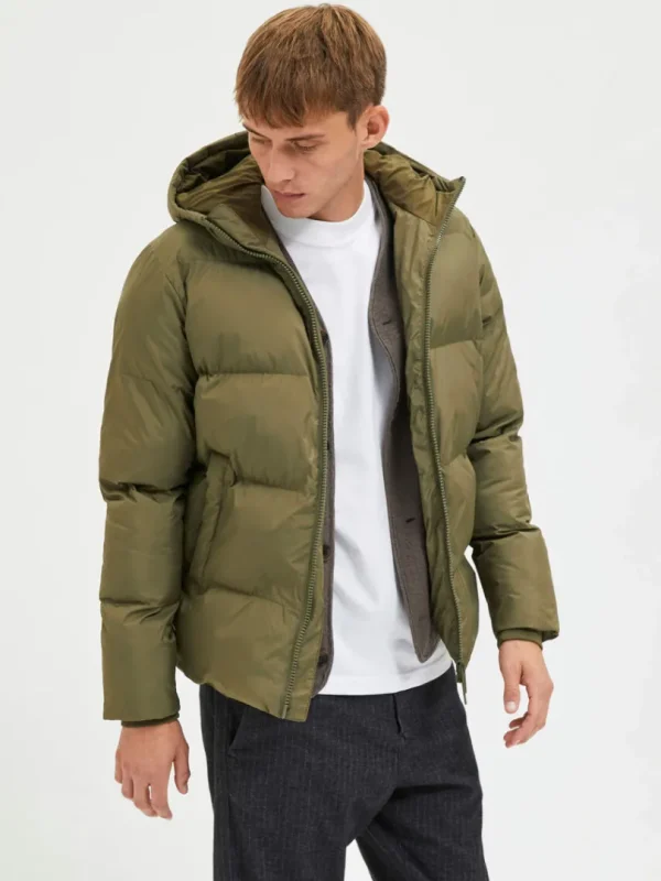 Overtøj>SELECTED KORT PUFFERJAKKE Green